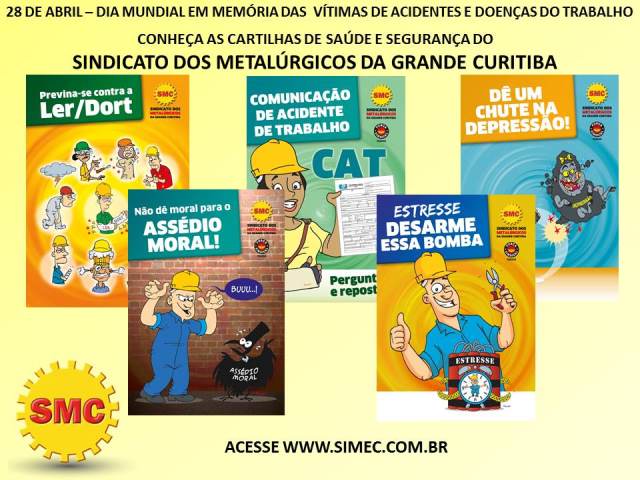 28 de abril: conheça as cartilhas de saúde e segurança do Sindicato dos Metalúrgicos da Grande Curitiba